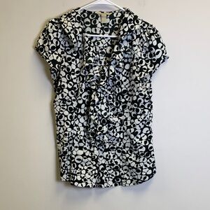 Banana Republic Black and White Patterned Blouse Women’s Medium